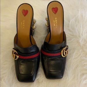 Gucci Black Peyton Pearl Slide Loafers